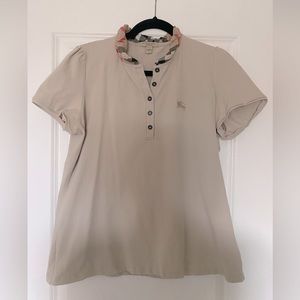Tan Burberry polo shirt